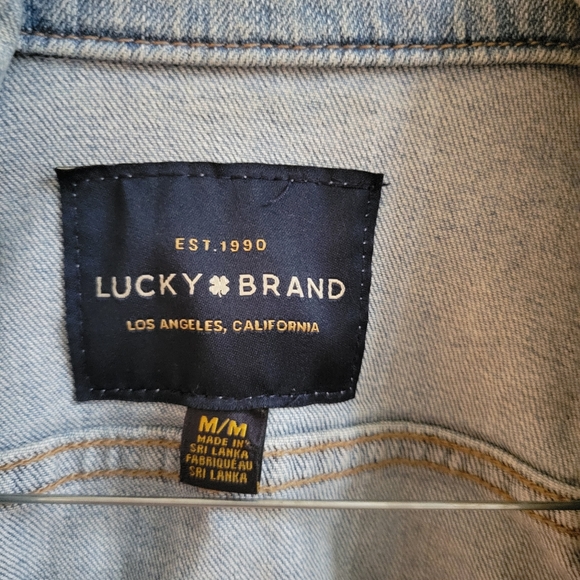 Lucky Brand Women's Tomboy Trucker Raw Hem Cropped Light Blue Denim Jean Jacket - Picture 2 of 8